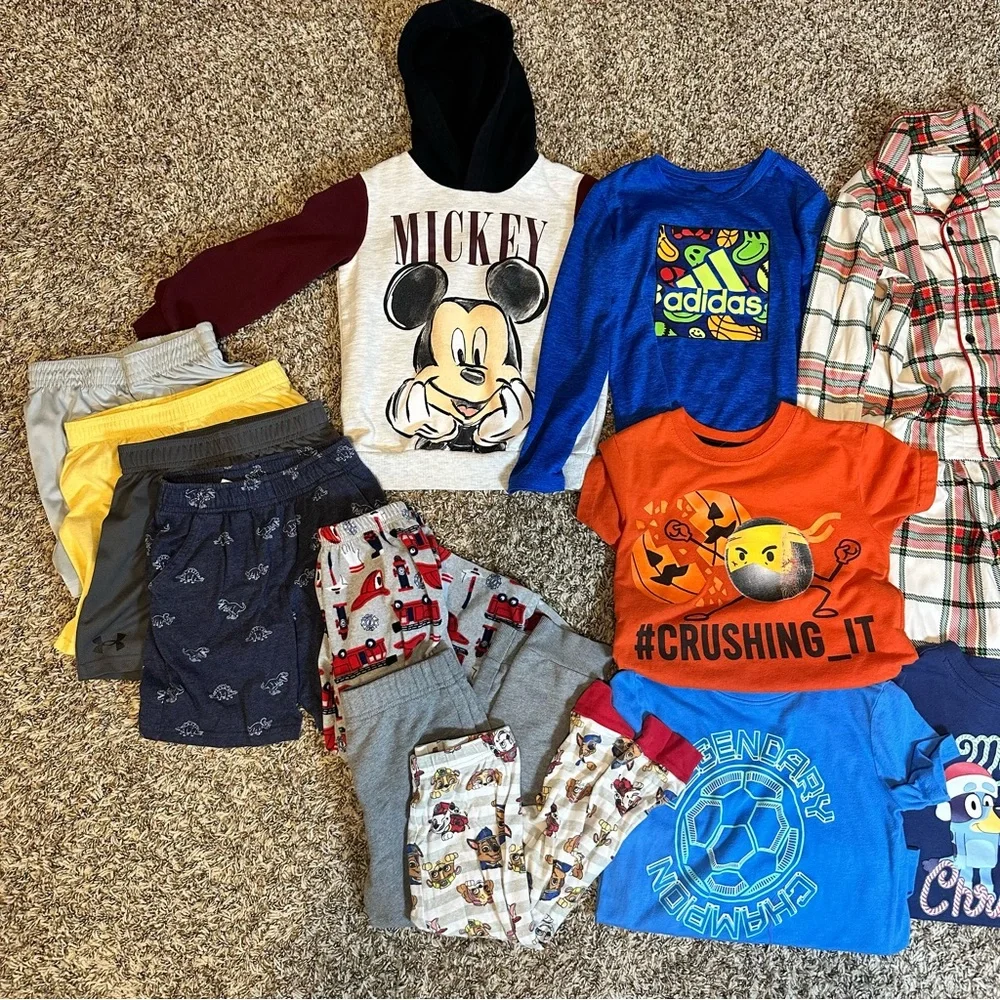 14 Pieces Set Colorful Kids Boy 5T/5 Mixed Bundle Graphic Tees Shorts Pants
